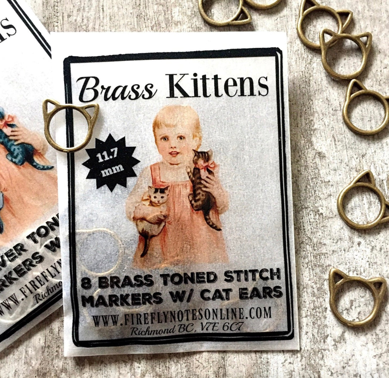 FireFly Notes - Brass Cats Stitch Marker Pack