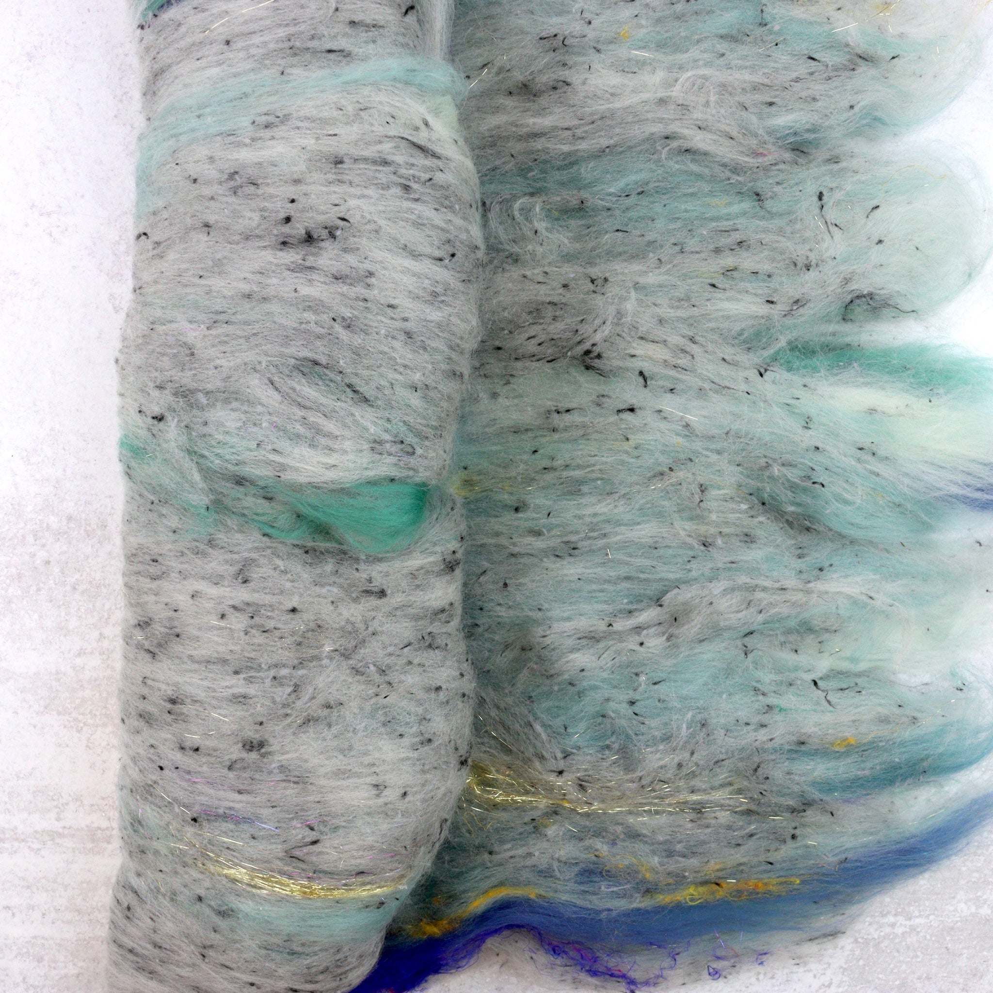 Drum Carded Art Yarn Batt - Blue Tweed