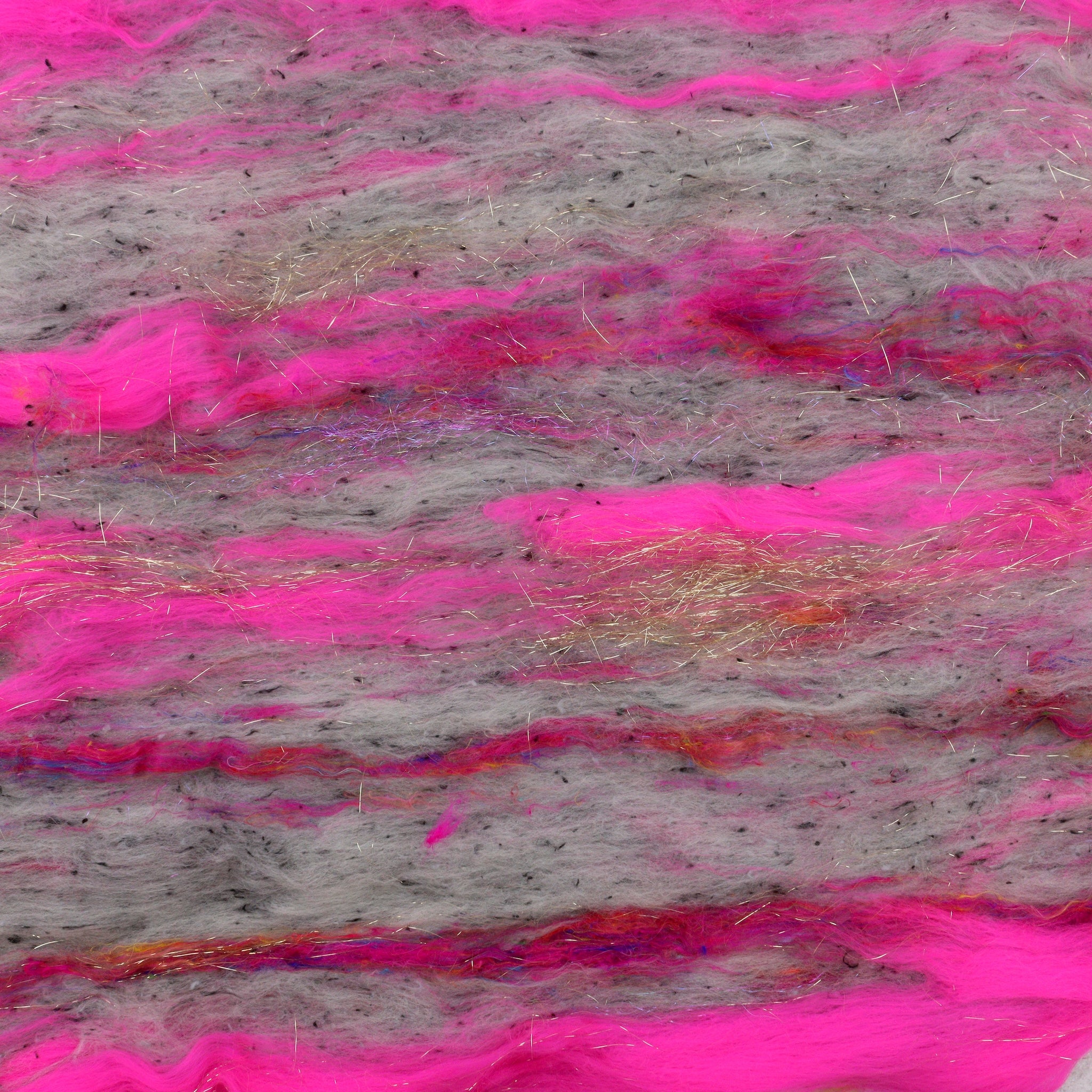 Drum Carded Art Yarn Batt - Pink Tweed