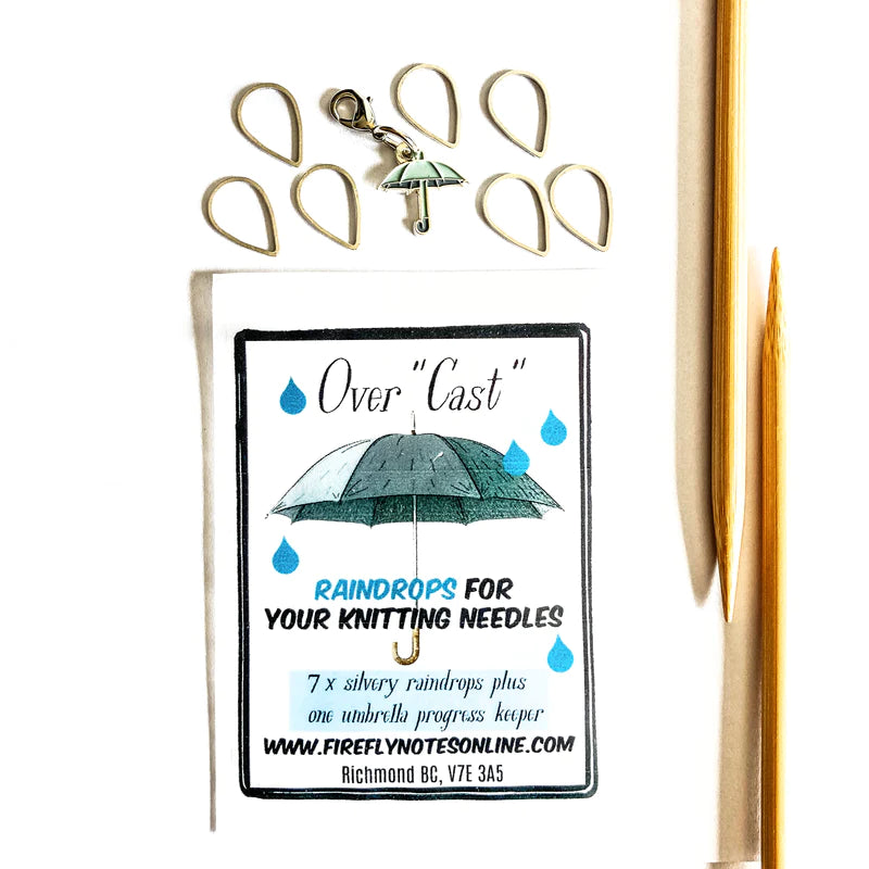 FireFly Notes - Raindrop Stitch Markers + Umbrella Progress Keeper