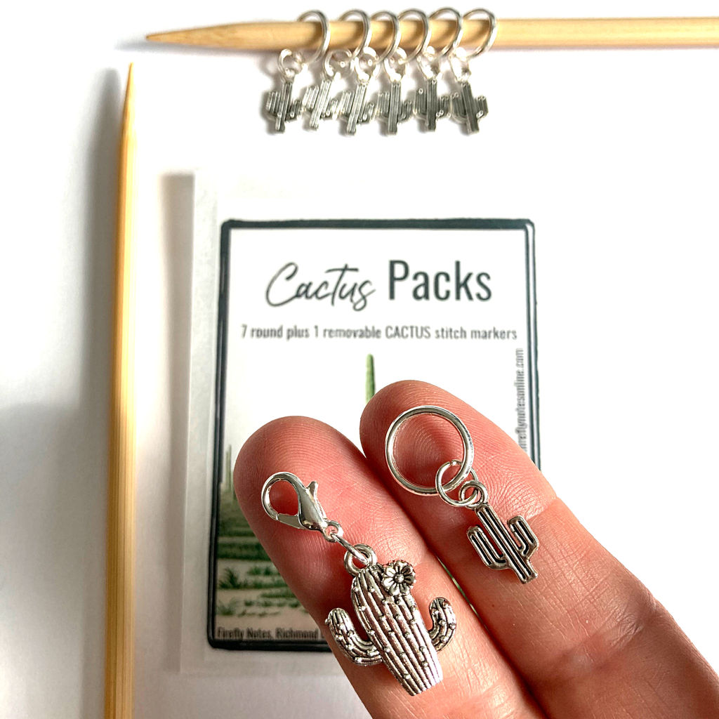 Cactus Stitch Marker Pack - Round & One Removable